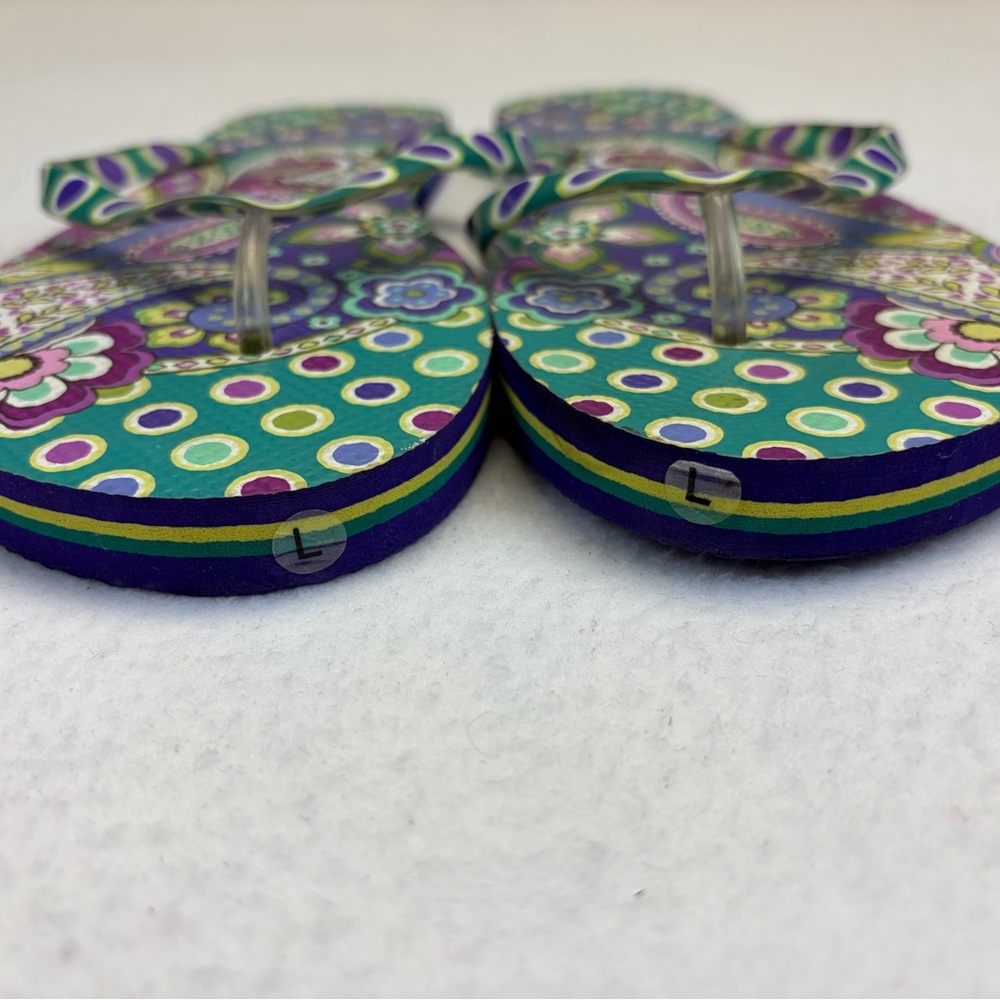 Vera Bradley Heather Paisley Flip Flops Thong Sandals Teal Women Size LARGE - Picture 7 of 8